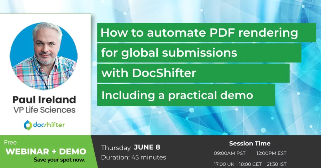 How to automate PDF rendering for global submissions with DocShifter website webinar banner